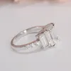 Cluster ringen IGI 14k wit goud 5.0CT EF kleur VS1 Emerald Cut HPHT CVD Lab Grown diamanten sieraden verlovingsring