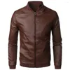 Men's Jackets Men Autumn Causal Vintage Leather Jacket Coat Spring Outfit Design Motor Biker Pocket Smooth Faux