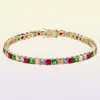 18K Plaqué Or Hip Hop Multicolore CZ Zircon Tennis Chaîne Hommes Bracelets Diamant Tennis Bracelet De Luxe Designer Bijoux Cadeaux for1912648