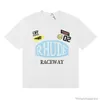 Tees tshirts lyxiga herr designer modekläder rhude racing bana samling raceway tryck hög kvalitet dubbel garn bomull casual rund hals kort ärm tshir