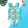 2022 Girls Swimsuit One Piece Striped Cut-out Swimwear 3-10years Oblique shouldered Bathing Suit Rainbow Children's Swimwear SwimOne-Piece Suits swimwear girls