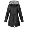 Trench da donna Casual Outdoor e giacche antipioggia Trekking Solido manica lunga leggero con coulisse con cappuccio Abbigliamento 2023