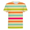 T-shirt da uomo 2023 Stampa a righe Estate 3D Camicia a maniche corte da uomo O Collo Donna Harajuku XS-5XL Top