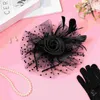 Bandane Fasce per capelli con perle Fascinators Set da donna Capelli da sposa Tea Party da donna Fiore a rete