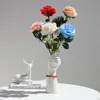 Vase 1PCSセラミックホワイトハンドフーズノルディックスタイルホームオフィス装飾クリエイティブプラントフラワーブローラルコンポジションリビングルームの装飾品231120