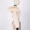 Kvinnor Down Parkas Furyoume Cashmere Wool Coat Real Fur Collar Jacket Winter Long Fashion Löst ytterkläder Casaco för kvinnor med bälte 231118