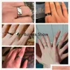 Bandringar mode enkelt rostfritt stål par ring för män kvinnor casual finger ringar smycken engagemang jubileum present dhgarderen oto0i