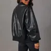 Women's Leather Women Faux Shirt Jacket With Pockets Moto Biker Coat Solid Color Long Sleeve Jackets Motorcycle Streetwear