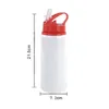 600 ml Tazas Sippy portátiles DIY Sublimación en blanco 20 oz Botella de agua Niños Deporte Vaso Taza de aluminio Taza para beber con tapas de pajitas FY5406