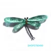 Pins Brooches Green Color Dragonfly Brooch for Women Elegant Crystal Brooch Breast Pin Ladies Gifts Party Dress Accessories Fashion Jewelry Z0421