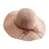 Berets Womens Summer Straw Sun Hat Anti-UV Sunshade Dobrável Cap com Decoração Slim para Viagem Ao Ar Livre Pogal