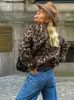 Womens Jackets Leopard Print Vintage Wool Women Oneck Coat Single Breaste Long Sleeve Fleece Warm Casual Jacket Autumn Chic Lady Overcoat 231120