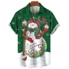 Chemises décontractées pour hommes Bonhomme de neige Arbre de Noël Claus Santa présente Ice Bear Chemise hawaïenne pour hommes Impression 3D Haut à manches courtes Vêtements de fête de plage