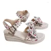 Sandaler Kvinnors avslappnade högklackade sommar Summer Plus Size Ladies Shoes Bowknot Öppen Toe Ankel Strap Platform för kvinnor