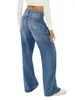 Jeans femininos 2023 moda solta e fina perna larga casual all-match hip lift bag calças jeans
