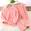 Pajamas Toddler Kids Boys Girls PJ's Winter Long Sleeve Cartoon Prints Fleece Tops Pants 2PCS SETFITS SET 231120