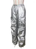 女性用パンツ2023夏の服高品質のファッションワイドレッグ傘薄いセクションルースカジュアルシルバーブラックオーバー