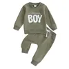 Clothing Sets Toddler Baby Boy Outfits Born Infant Fall Winter Clothes Letters Sweatshirt Tops Elastic Waist Sweatpants