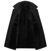 Мужской смесовый зимний утепленный плащ с искусственным меховым воротником, шерстяной горошек, приталенный однобортный кашемировое пальто 231121