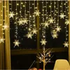 Décorations de Noël 32M flocon de neige LED guirlande lumineuse clignotant rideau de fée étanche pour les fêtes de vacances, mariages et décorations 231121