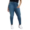 Damen-Jeans, Damen-Slim-Fit-Hose, hoch taillierte Thermo-Leggings zum Anziehen, dehnbare Denim-Röhrenhose