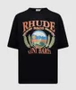 Designer Mode Kleding T-shirts T-shirts Rhude Zomervakantie Strand T-shirt met korte mouwen Zwart Korte mouw Losse halve mouw Katoen Trend Tops Streetwear Hiphop