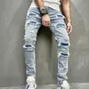 Pantalones vaqueros para hombre Agujero Casual Pantalones de calle ajustados Moda Lágrima Sólido Hip Hop Ultra Thin Denim 231112