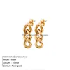 Dangle & Chandelier Punk Cuban Link Chain Stud Earrings For Fashion Women Genuine Gold Plated Ring Clasp Dangle Rock Jewelry Dhgarden Otfiw