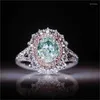 Clusterringen Luxe zilveren kleur ingelegde roze zirkoon veelkleurige stenen voor vrouwen Shining Engagement Wedding Jewelry