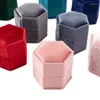 Jewelry Pouches Velvet Hexagon Single Slot Ring Box For Engagement Wedding Keepsake Case Bridal Po Exhibitor Storage Display Selling