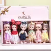 Куклы 6pcs 16cm Doll Set Set Box 13 подвижные суставы 3D Eyes Bjd Girl наряжать Diy Toy Fashion Fashion одежда Bjd Dolls Детские подарки 230420