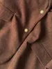 Women's Suits Women Metal Buckle Corduroy Blazer Brown Beige Ribben Stripe Coat For Business Casual
