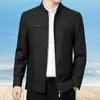メンズジャケットメン天気コート中年の父ジャケットスタイリッシュなスタンドカラー滑らかなジッパー閉鎖ビジネススタイルのポケット