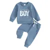 Clothing Sets Toddler Baby Boy Outfits Born Infant Fall Winter Clothes Letters Sweatshirt Tops Elastic Waist Sweatpants