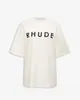 Roupas de moda de grife camisetas largas Rhude minimalista slogan impresso solto High Street masculino feminino T-shirt da moda Tops Streetwear Hip hop Sportswear