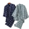 Men's Sleepwear Spring Autumn Pijamas Men Casual Plaid Pajama Sets Male Cotton Suit Couples Matching Plus Size