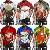 Mäns avslappnade skjortor Novelty Christmas Party Show Shirts Men's Funny 3D Print Short/Long Sleeve Single Breasted Tops Par New Year Holiday Clothing T231121