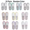 Badtillbehör Set 10Prairs El Travel Slippers Sanitary Party Spa Gäst nära Toe Män Kvinnor Disponibla badrum