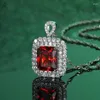 Pendentif Colliers Robes Accessoires Rectangle 10 12MM Big Ruby Gemstone Collier avec chaîne en métal