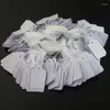 Bolsas de jóias 100pcs branco em branco embalagem exibir etiquetas de preço 3,5 / 2,2cm amostra cartões de papel graváveis com acessórios de corda organizador