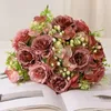 Fiori decorativi Simulazione Peonia rossa Ortensia Bouquet Auditorium Fiore artificiale Seta Lafite Peonie Ortensie Decorazione di nozze