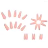 False Nails 24pcs Pink French Long Press On Elegant Fingernails Stickers Salon DIY Art Artificial DIN889