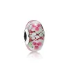 Charms in argento 925 con perline adatte al fascino Pandora Fiore tropicale Arancione Vetro di Murano Vetro rosa Fiore di ciliegio Murano autentico