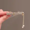 Elegante Rhinestone Bamboo Hair Clip modieuze vrouwelijke topclipketen kwastje paardenstaart clip zoete meid haaraccessoires