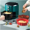 أطباق الخبز أحواض 3 حجم Airfryer Pot القابلة لإعادة الاستخدام Sile سهلة تنظيف الفرن لبطانة الدجاج الدجاج مستديرة شواية الشواء