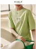 Koszulka damska Vimly Fruit Green T-shirt dla kobiet koreańskie z krótkim rękawem literackie literackie literackie proste odzież żeńska v3331 230421