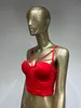 Kadın Tshirt Kadın Moda Seksi Sırtsız Tasarımcı Yaz V Boyun Çıplak Siyah Kırmızı Pamuk Kefsiro Üstleri Bayan Camis Crop 230420