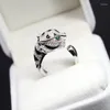 Anelli a grappolo in argento sterling 925 di alta qualità classico moda leopardo anello aperto semi diamante squisiti gioielli da donna regalo di compleanno