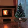 Decorações de Natal 24 Verde Pré-iluminado Mini Fibra Óptica Mesa Árvore de Natal Artificial com Luzes LED Base Dourada Árvore de Mesa de Natal 231121