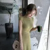 Casual Dresses 2023 Summer Women Solid Color Elegant Sticked Vestidos BodyCon Work Office Lady Female Sleeveless Slim Sweater Dress